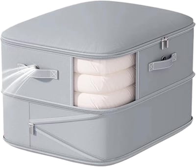 Opbergzakken - Kleding Tassen - Ruimte Besparen - Dubbele Rits Compressie - 54x42x60cm - Grijs