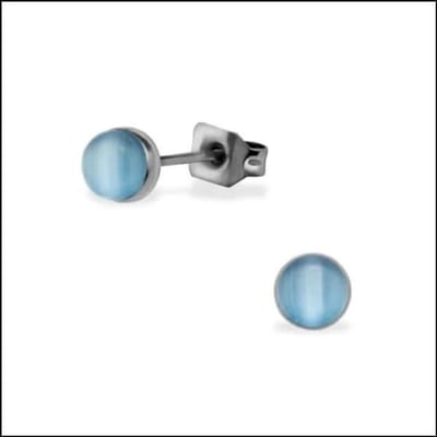 Aramat Jewels | Oorbellen | RVS Kattenoog Oorbellen Diverse Kleuren 4-8mm - Cat Eye Oorstekers | Zilverkleur / 5mm / Roze | | | | Kinderen, Volwassenen | Verkleurd niet