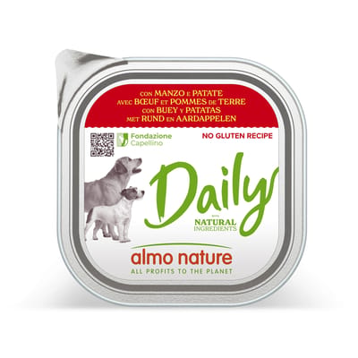 9x300g Almo Nature Daily met Rundvlees en Aardappelen Hondenvoer Nat