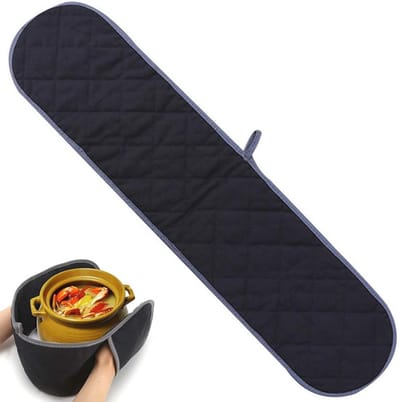 Dubbele Ovenhandschoenen van 100% Katoen - Hittebestendig en Machinewasbaar - Zwart - 76 x 18 cm
