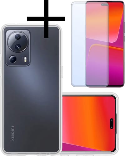 Hoesje - Met Screenprotector - Geschikt voor Xiaomi 13 Lite - Sterk & Shockproof - Back Cover - Siliconen Case - Telefoon Hoes - Transparant