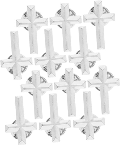 Kruis broches - Veiligheidspinnen sieraden - Modeaccessoire creëren - Symbolisch kruisontwerp - 12 stuks - Zilver