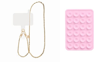 xoxo Wildhearts Telefoonkoord Dreamy lang + Telefoonsticker Stick On Me Square Lichtroze – geschikt voor alle telefoonhoesjes