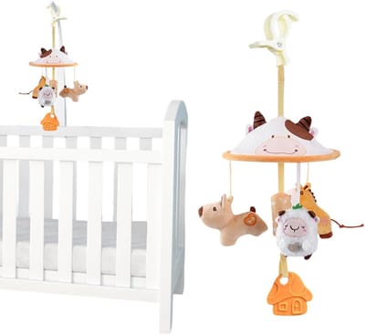 Kinderwagen Speelgoed - Hangend Speelgoed - Baby Activiteit - Paraplu Design - 43 x 18 cm - Boerderij Thema
