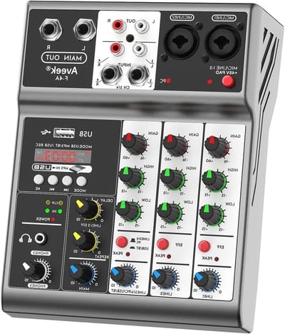 4-kanaals mixer - Mengpaneel Soundboard - Muziek Maken - Ingebouwde Effecten - Compact Formaat - Zwart