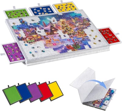 Puzzelmat - Puzzelbord - Puzzels Maken - Met Opbergvakken - 77 x 53 cm - Grijs