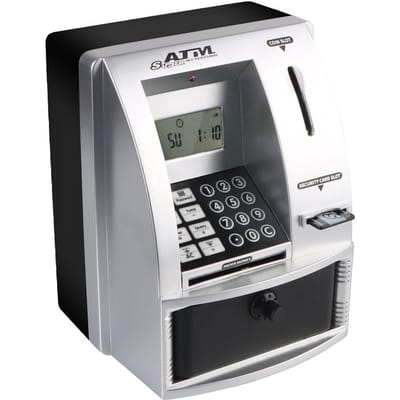 Kerstcadeau Elektronische spaarpot Geld Munten Spaardoos Geldautomaat Automatische storting Bankbiljet Wachtwoord Spaarpot Geldautomaat Bankkluis gray