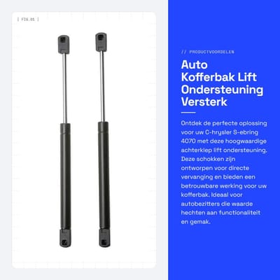 Dailygoods- Kofferbaklift Hoogwaardige Ondersteuning - Achterklep - Links/Rechts - Koolstofstaal/Plastic - Vervangingsschokdemper - 28.42CM Lengte - Achterklepsteunen