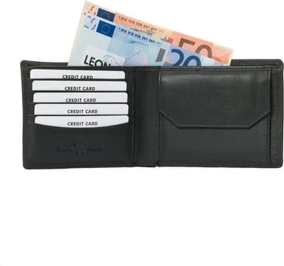 LeonDesign - Portefeuille Heren Zwart - Buffelleer - Afsluitbaar muntvak - Ruimte voor 9 pasjes