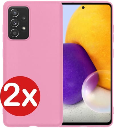 Hoesje - 2 Stuks - Geschikt voor Samsung Galaxy A72 - Sterk & Shockproof - Telefoonhoes - Back Cover - Case Siliconen - Telefoon Hoes - Lichtroze
