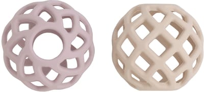Baby's Only Speelbal - Siliconen bal baby - Baby bal - Babyspeelgoed - Ontwikkeling fijne motoriek en oog-handcoördinatie - BPA-vrij - 2-pack - Oud Roze/Warm Linen