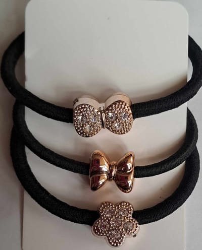 Haarelastieken 3 stuks zwart met gouden bedels