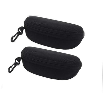 Brillenkokers - 2 stuks - Draagbaar - Polyester - Ideaal voor op reis - Brillendoos of zonnebril - Met haak - Voor skibrillen, zonnebrillen, sportbrillen, zonnebrillen en leesbrillen - 170*75*65CM - Zwart