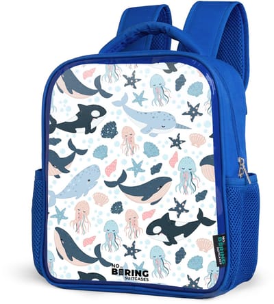 NoBoringSuitcases.com® - Rugzak blauw - Schooltas jongens - Oceaan dieren kleurrijk - Kinder rugtas jongen - Boekentas kind - Kinderrugzak voor school - Schoolrugzak