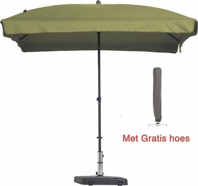 Luxe parasol rechthoek Sage groen 210 x 140 cm met hoes