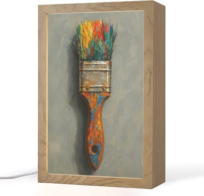 Tafellamp 20x30 cm - LED lamp - Verf - Kwast - Schilderij - Decoratieve tafellampen - Dimbaar - Tafellampje slaapkamer - Woonkamer binnen