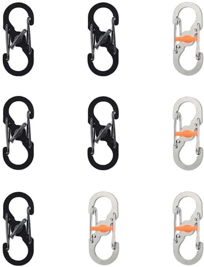 Dailygoods - Tucireat Mini-karabijnhaak, 10 stuks, dubbele karabijnhaak, roestvrij staal, mini karabijnhaak, roestvrij staal, zilver, dubbele karabijnhaak, zwart, metaal, dubbele karabijnhaak, micro-karabijnhaak