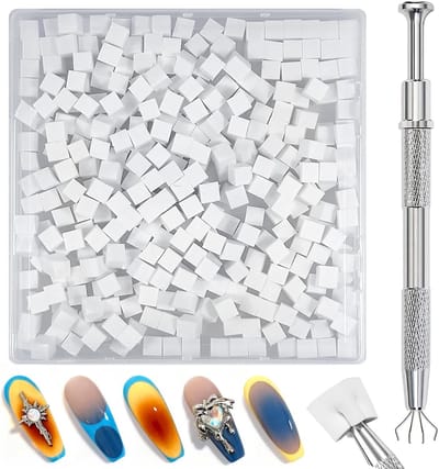 300 Stuks Nail Art Sponsjes met Metalen Gripper, Manicure Accessoires voor Diverse Gradient Nagelpatronen