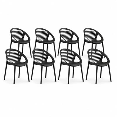 DS4U® - Stijn tuinstoel - Set van 8 - Zwart - Kunststof - Stapelbaar