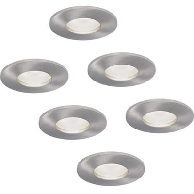 Set van 6 Vegas - LED platte inbouwspots met lage inbouwdiepte 60mm - 3,8 Watt 270 Lumen - 6000K Daglicht wit - GU10 LED Module - Dimbaar - Rond - IP44 voor badkamer, buiten en binnen - RVS