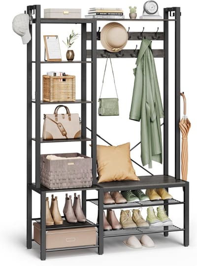 DailySupplies® Garderoberek met Kapstok - Kledingrek - Kledingstang -Steengrijs