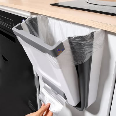 NormadicLife® - Opvouwbare Hangende Prullenbak - Keukenkast Afvalbak - Wandgemonteerd & Ruimtebesparend - Voor Keuken, Auto & Camping