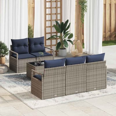 vidaXL Bankstel 6 st 5-Aantal zitplaatsen Grijs en Marineblauw