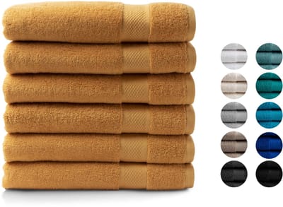 DoubleDry XL Handdoeken 70 x 140 - set van 6 - Hotel kwaliteit 500 g/m2 - 6x Okergeel