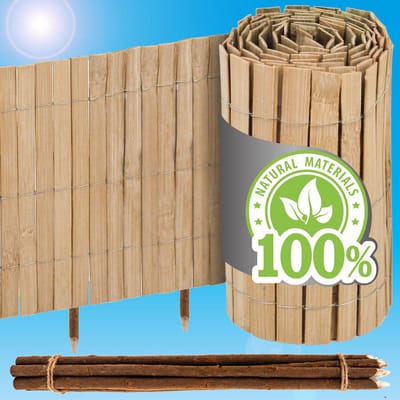 300x30 Bamboe Border Tuinafscheiding - Flexibele Grasrand en Mini Hekwerk - Houten Rollborder voor Bloembed Tuinpad Boomrand en Gazonafscheiding