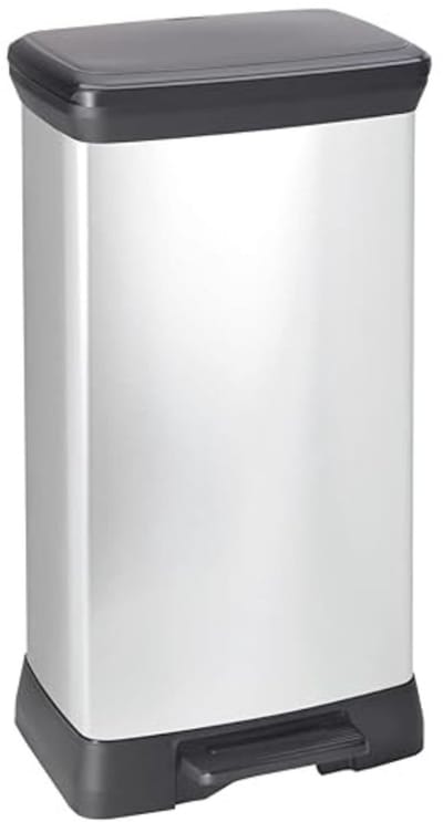 Verte Pedal Bin 50 Liters - Pedaalemmer Zilver Metallic – Roestvrije Keukenafvalbak met Soft-Close-Deksel – Ontwerp met Metaallook dat Geen Vingerafdrukken Vertoont – Houder voor Afvalzakken – 50 L
