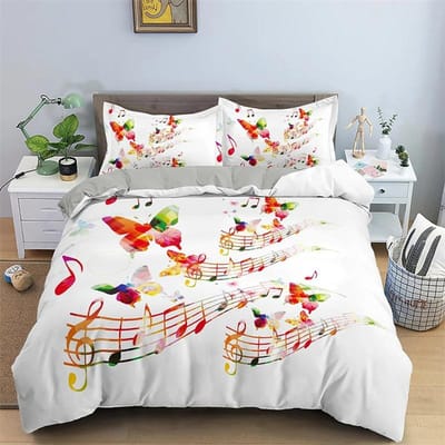 Muzieknoot Dekbedovertrek Muziekschrift Droomthema Blauw Zwart Overtrek voor Tienerjongens Kindermeisjes Cadeau Beddengoedset Dekbedovertrek Decor 140x210cm 2pcs