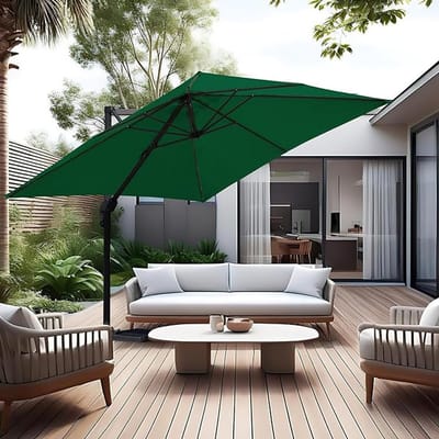 Zweefparasol 300x300 cm – 360° Draaibaar met Voetpedaal & 4-Standen Kantelbaar – UV50+ Waterdicht – Aluminium Frame – Tuin Parasol voor Terras, Balkon en Zwembad – Beige/Groen/Grijs/Rood – Mobili Bella