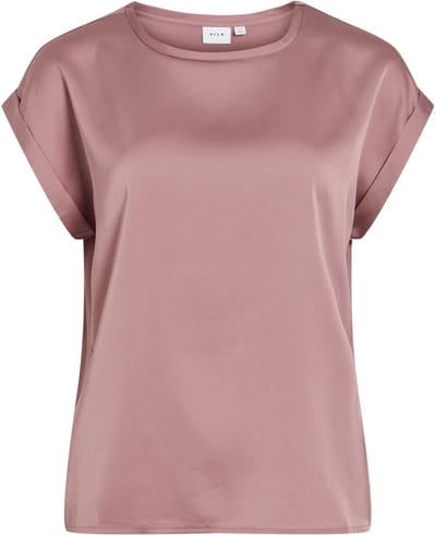Vila T-shirt Viellette S/s Satin Top - Noos 14059563 Nostalgia Rose Dames Maat - 44