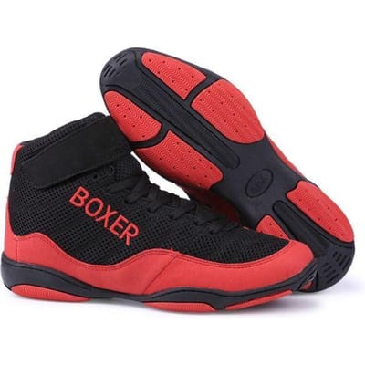 Chaussures de Boxe Lutte Homme Femme Grande Taille Semelle Extérieure Fightingtrainers Baskets de Combat Bottes à Lacets Bottes de Boxe Taille 35 -47 8.5 black