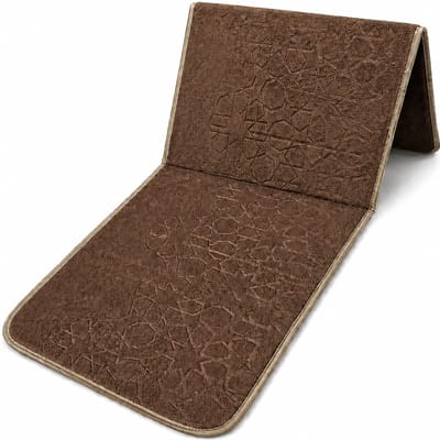 Baraka Treasures Gebedskleed met Rugleuning - Opklapbare Gebedskleed - Gebedskleed met Rugsteun - Opvouwbare Gebedsmat - Sterren Design - Inclusief Tas - Sajada - Seccade - Eid Cadeau - 110cm x 55cm - Bruin