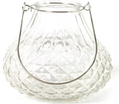 Countryfield - Windlicht van glas - Met metalen hengsel - Hoogte 11cm
