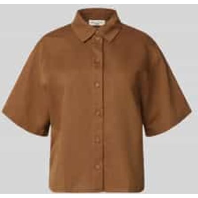 regular fit overhemdblouse van mix van katoen en linnen