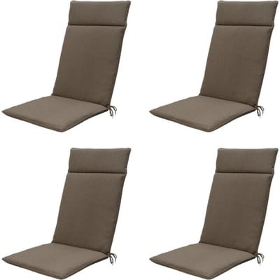 Madison - Tuinstoelkussen Hoge Rug Taupe canvas eco+ - Ca. 120x50 cm - Set van 4