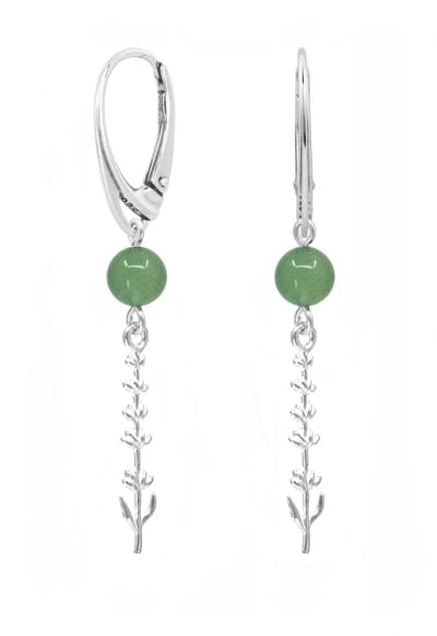 ARLIZI 2400 Oorbellen groen aventurijn lavendel hanger - sterling zilver - 5,5 cm