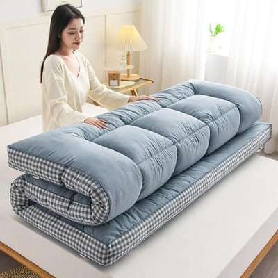 Japanse Futon Matras - Vloer Matras - Comfortabel Slapen - Extra Dik Ontwerp - 90x200 cm - Blauw