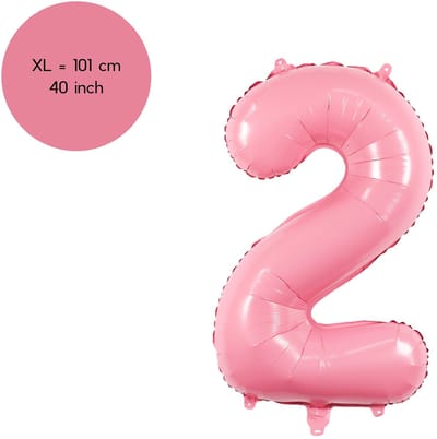 Cijfer Ballonnen Roze 2 - Nummer 2 - Roze - 101 cm - Helium Ballon - Verjaardag Versiering - Verjaardag Ballon - Leeftijd