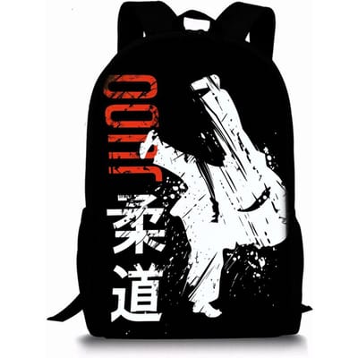 Sac à dos à couche unique avec impression Taekwondo Judo pour Garçon/Fille Meilleurs Cadeaux Sac d'école Plat Cartoon 2D pour Enfants Sacs gray