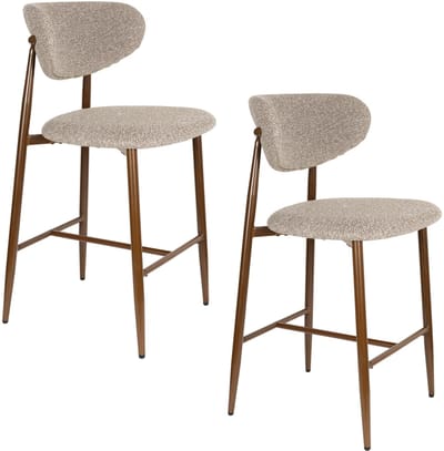 Housecraft Living Noor Barkrukken rugleuning 66 cm Taupe - Set van 2