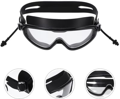 Zwembril -Zwembril met groot montuur en anticondensfunctie voor volwassenen - Transparante anticondensduikbril - Zwembril met UV-bescherming - Lekvrije pasvorm - Unisex - Geschikt voor zwembaden, open water, enz. - Zwart