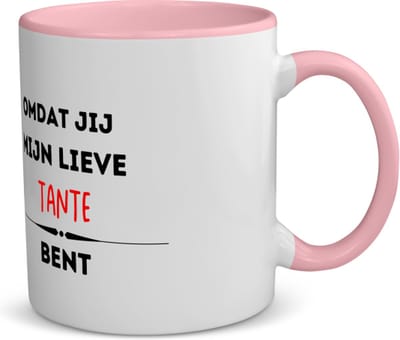 Akyol - omdat jij mijn lieve tante bent koffiemok - theemok - roze - Tante - de liefste tante - verjaardag - cadeautje voor tante - kado - geschenk - 350 ML inhoud