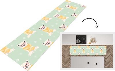 Keukenloper - Loper keuken - IJsbeer - Patroon - Sjaal - 200x50 cm - Keukenloper vinyl
