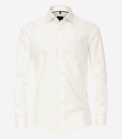 VENTI modern fit overhemd - popeline - beige met dubbele manchet - Strijkvrij - Boordmaat: 43