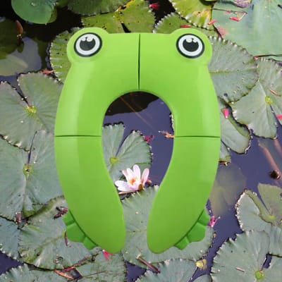Toiletbril verkleiner groene kikker antislip WC compact en opvouwbaar met hoes - draagbare toiletbril voor kind peuter kleuter - reistoiletbril - reisbenodigdheden - compacte toilettrainer - kindertoiletbril - toiletbrilverkleiner
