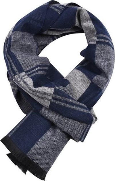 Herensjaal – Men’s Shawl – Blauw Geruite Sjaal