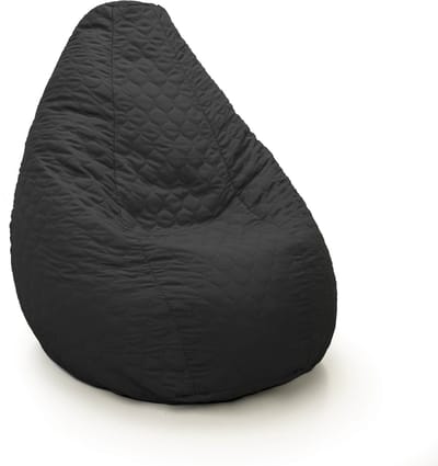 Drop & Sit - compacte zitzak - tijdloos gewatteerd nylon - zwart - 180L - comfort & stijl met uitneembare binnenzak